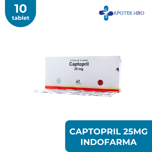 Captopril 25mg - Indofarma - 1 Strip 10 Tablet