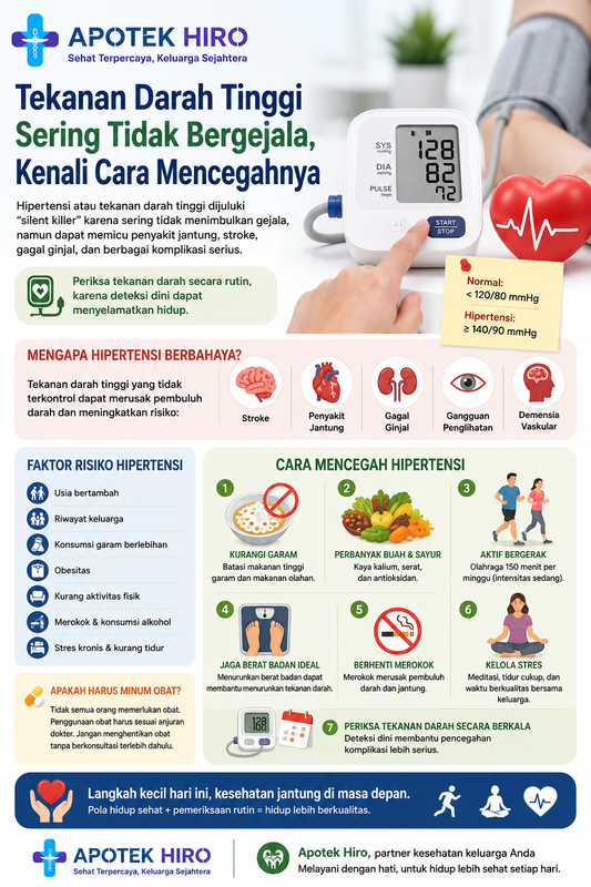 Tekanan Darah Tinggi Sering Tidak Bergejala, Kenali Cara Mencegahnya