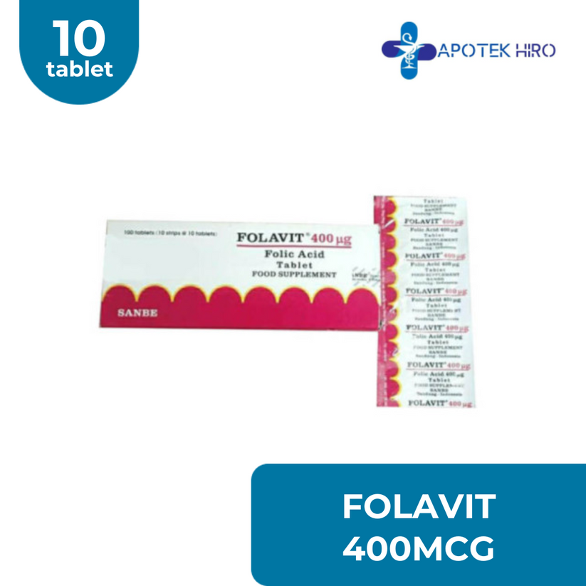 Folavit 400 Mcg 1 Strip Isi 10 Tablet/ Folic Acid – Apotek Hiro