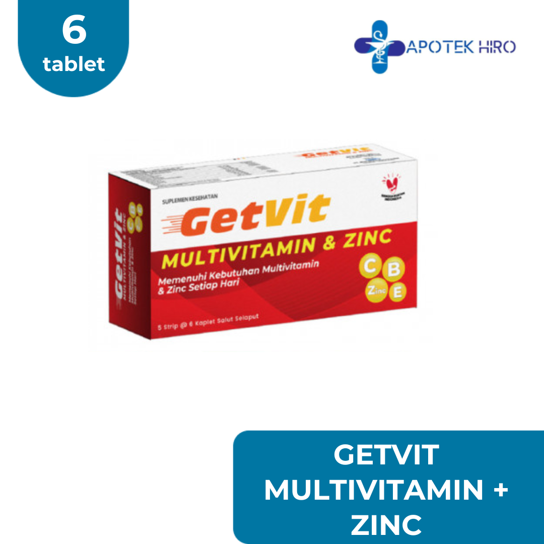 GETVIT MULTIVITAMIN + ZIN - 1 STRIP 6 KAPLET