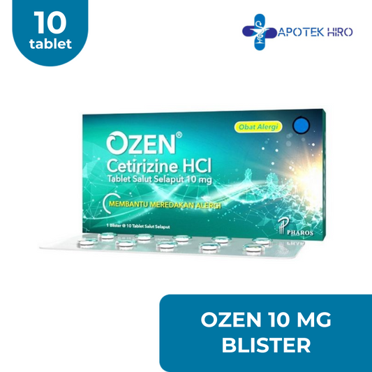 Ozen 10 Mg Blister 10 Tablet/Cetirizine/Anti Histamine/Anti Alergi